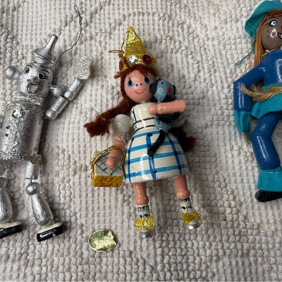 Vintage Kurt S. Adler Wizard of Oz wooden ornaments Dorothy Scarecrow Lion Tin M - Picture 4 of 16